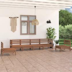 Salon de jardin 6 pcs Marron miel Bois de pin massif alsavelo