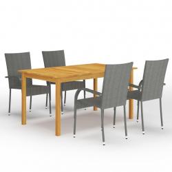 Ensemble à manger de jardin 5 pcs Gris alsavelo