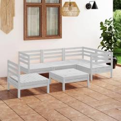 Salon de jardin 6 pcs Bois de pin massif Blanc alsavelo
