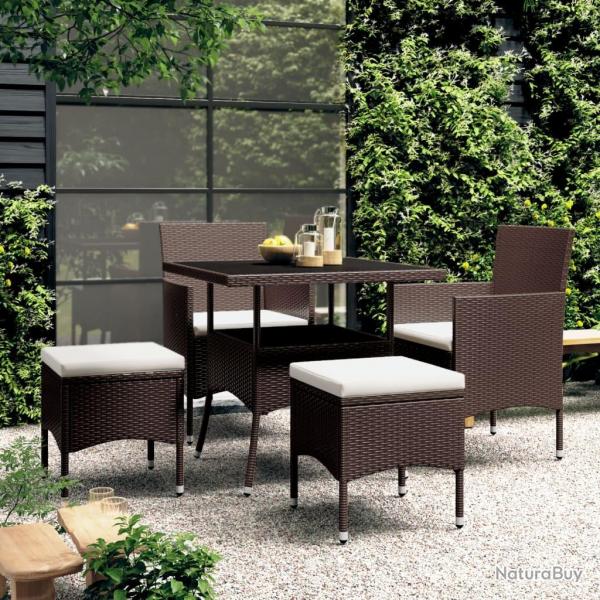 Ensemble  manger de jardin 5pcs Rsine tresse Marron alsavelo