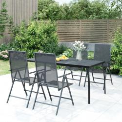 Ensemble à manger de jardin 5 pcs anthracite acier alsavelo