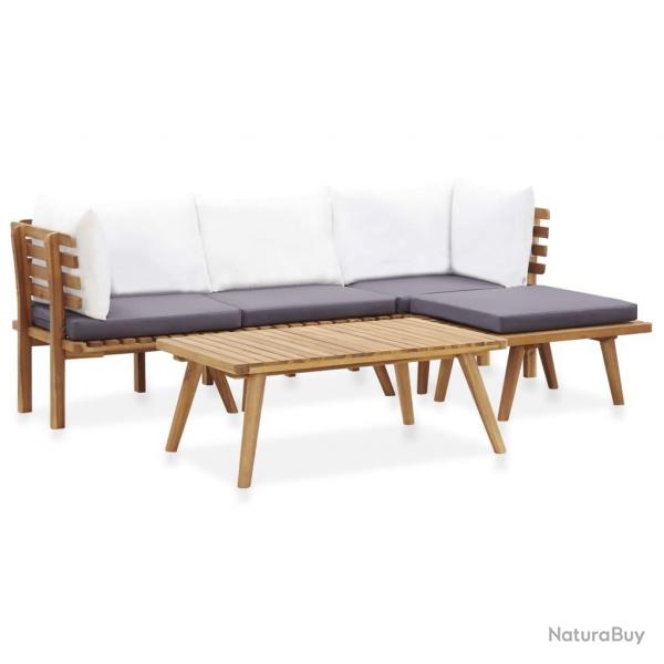 Salon de jardin 5 pcs bois d'acacia solide alsavelo
