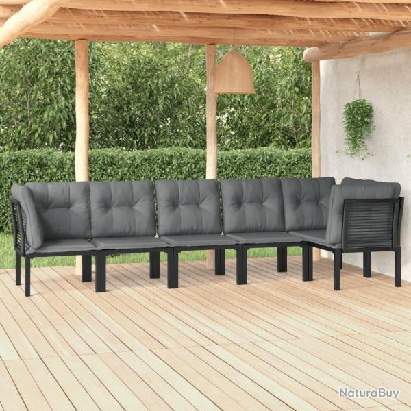 Salon de jardin 6 pcs noir et gris rsine tresse alsavelo