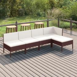 Salon de jardin 5 pcs avec coussins résine tressée marron alsavelo