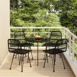 Ensemble à manger de jardin 5 pcs Noir Résine tressée alsavelo
