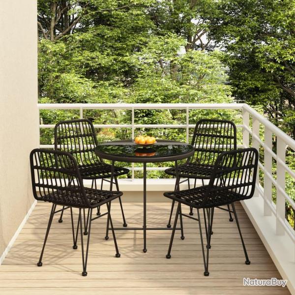 Ensemble  manger de jardin 5 pcs Noir Rsine tresse alsavelo