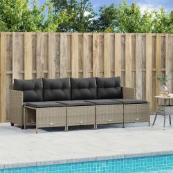 Salon de jardin 5 pcs avec coussins gris clair résine tressée alsavelo