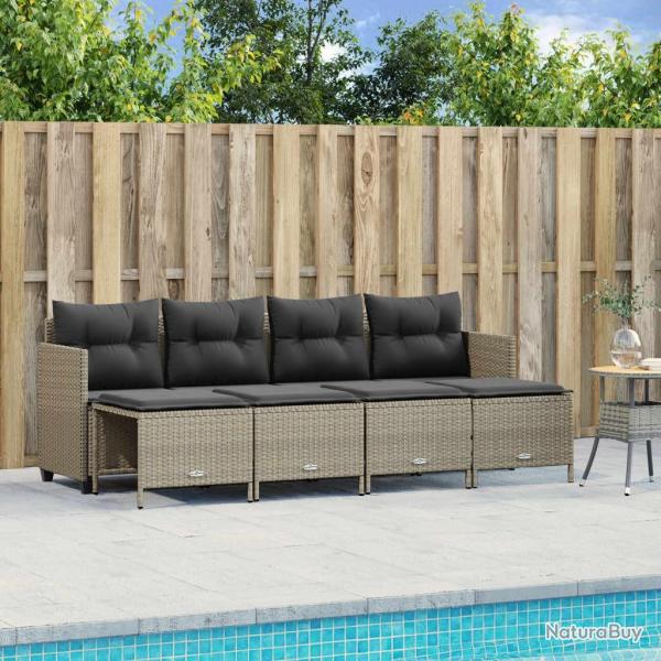 Salon de jardin 5 pcs avec coussins gris clair rsine tresse alsavelo