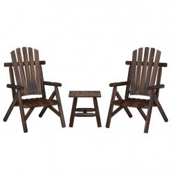 salon de jardin 3 pcs bois massif d'épicéa alsavelo