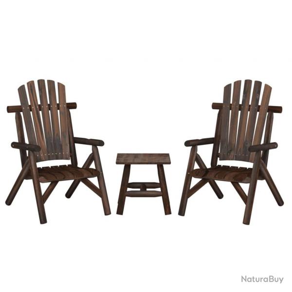salon de jardin 3 pcs bois massif d'pica alsavelo