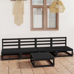 Salon de jardin 5 pcs noir bois de pin massif alsavelo