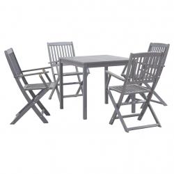 Ensemble à manger de jardin 5 pcs Bois d'acacia massif Gris alsavelo