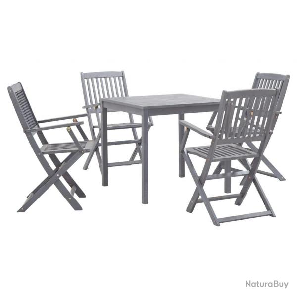 Ensemble  manger de jardin 5 pcs Bois d'acacia massif Gris alsavelo