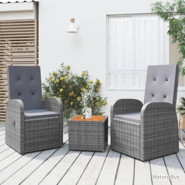salon de jardin 3 pcs gris poly rotin et acacia alsavelo