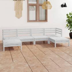Salon de jardin 6 pcs Blanc Bois de pin massif alsavelo
