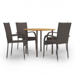 Ensemble à manger de jardin 5pcs Résine tressée Marron alsavelo