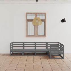 Salon de jardin 5 pcs gris bois de pin massif alsavelo
