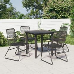 Ensemble à manger de jardin 5 pcs Noir Rotin PVC alsavelo