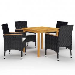 Ensemble à manger de jardin 5 pcs Noir alsavelo