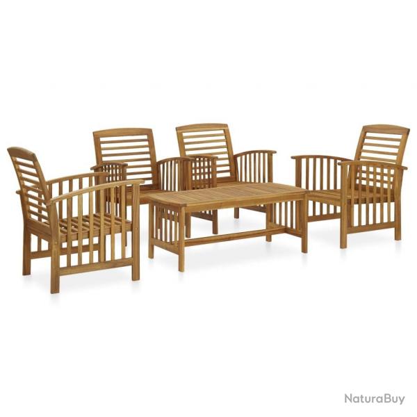 Salon de jardin 5 pcs Bois d'acacia massif alsavelo