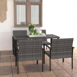 Ensemble à manger de jardin 5 pcs Résine tressée Gris alsavelo
