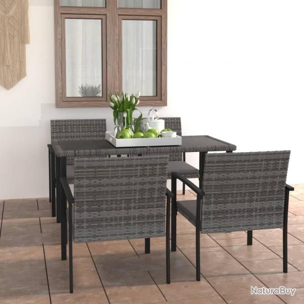Ensemble  manger de jardin 5 pcs Rsine tresse Gris alsavelo