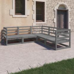 Salon de jardin 5 pcs gris bois de pin massif alsavelo