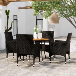 Ensemble à manger de jardin 5 pcs Résine tressée Noir alsavelo