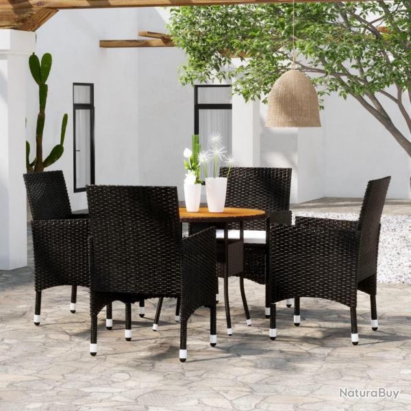 Ensemble  manger de jardin 5 pcs Rsine tresse Noir alsavelo