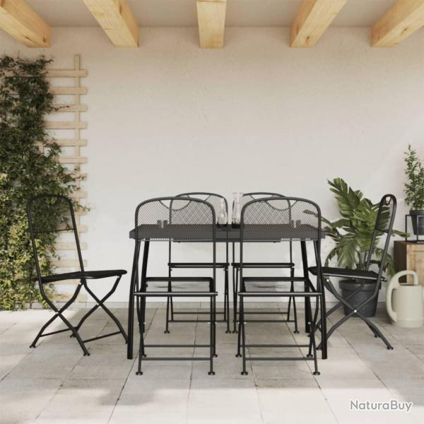 Ensemble  manger de jardin 7 pcs anthracite mtal maille alsavelo