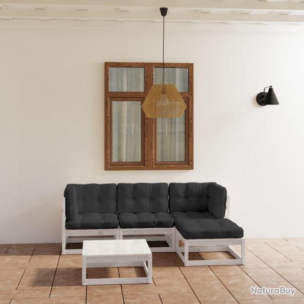 Salon de jardin 5 pcs avec coussins Bois de pin massif alsavelo