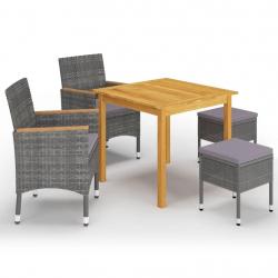 Ensemble à manger de jardin 5 pcs Gris alsavelo