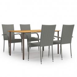 Ensemble à manger de jardin 5 pcs Résine tressée Gris alsavelo