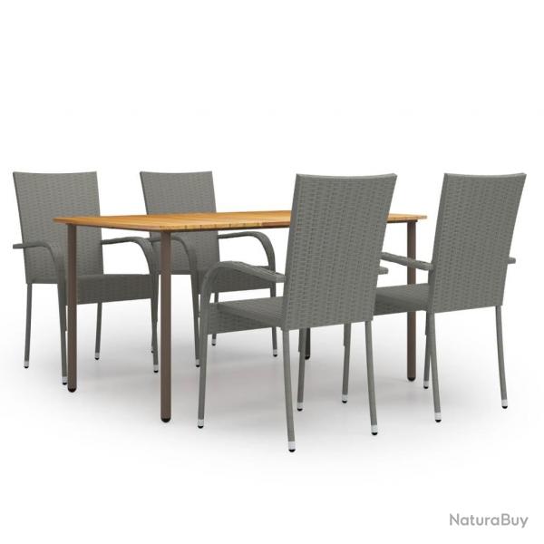 Ensemble  manger de jardin 5 pcs Rsine tresse Gris alsavelo