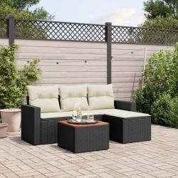 Salon de jardin 5 pcs avec coussins noir résine tressée alsavelo
