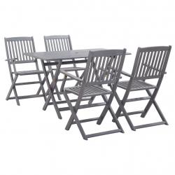 Ensemble à manger de jardin 5 pcs Bois d'acacia massif Gris alsavelo