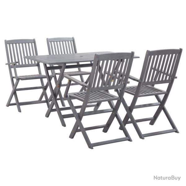 Ensemble  manger de jardin 5 pcs Bois d'acacia massif Gris alsavelo