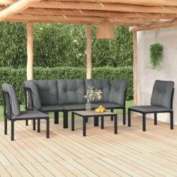 Salon de jardin 6 pcs noir et gris résine tressée alsavelo