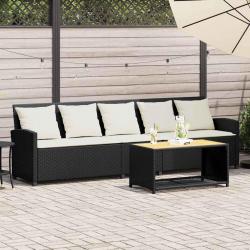 Canapé de jardin avec coussins 5 places noir résine tressée alsavelo