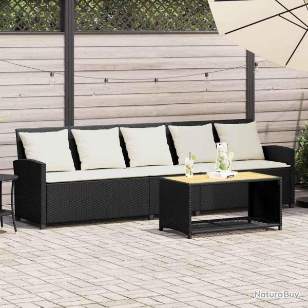Canap de jardin avec coussins 5 places noir rsine tresse alsavelo