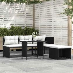 Salon de jardin 4 pcs Résine tressée Noir alsavelo