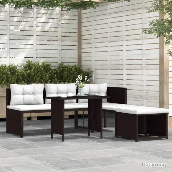 Salon de jardin 4 pcs Rsine tresse Marron alsavelo
