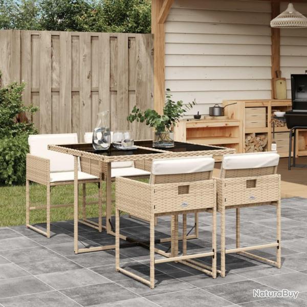 Ensemble  manger de jardin avec coussins 5pcs Beige poly rotin alsavelo