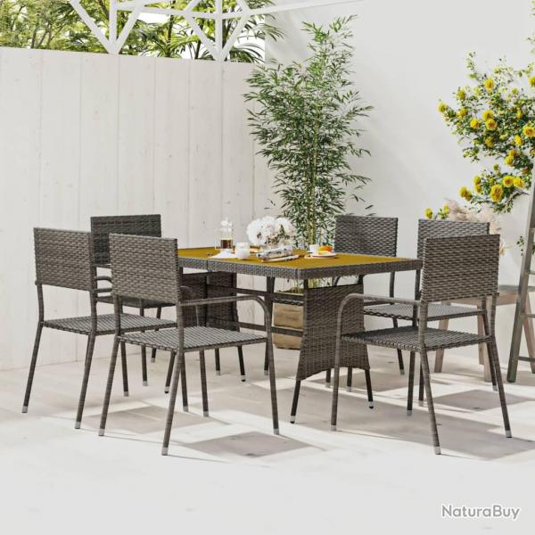 Mobilier  dner d'extrieur 7 pcs Rsine tresse Gris alsavelo