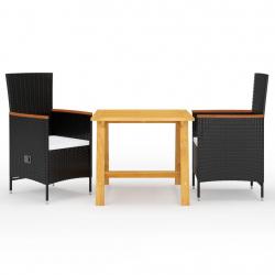 Ensemble à manger de jardin 3 pcs Noir alsavelo