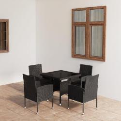 Ensemble à manger de jardin 5 pcs Résine tressée Noir alsavelo