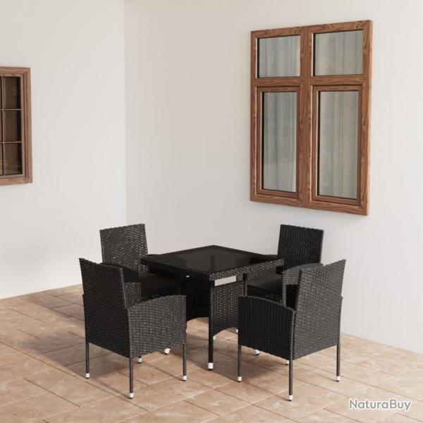 Ensemble  manger de jardin 5 pcs Rsine tresse Noir alsavelo