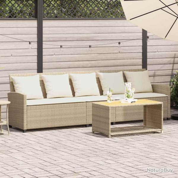 Canap de jardin avec coussins 5 places beige rsine tresse alsavelo