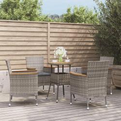 bistro de jardin 5 pcs coussins gris poly rotin alsavelo