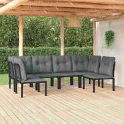 Salon de jardin 6 pcs noir et gris résine tressée alsavelo